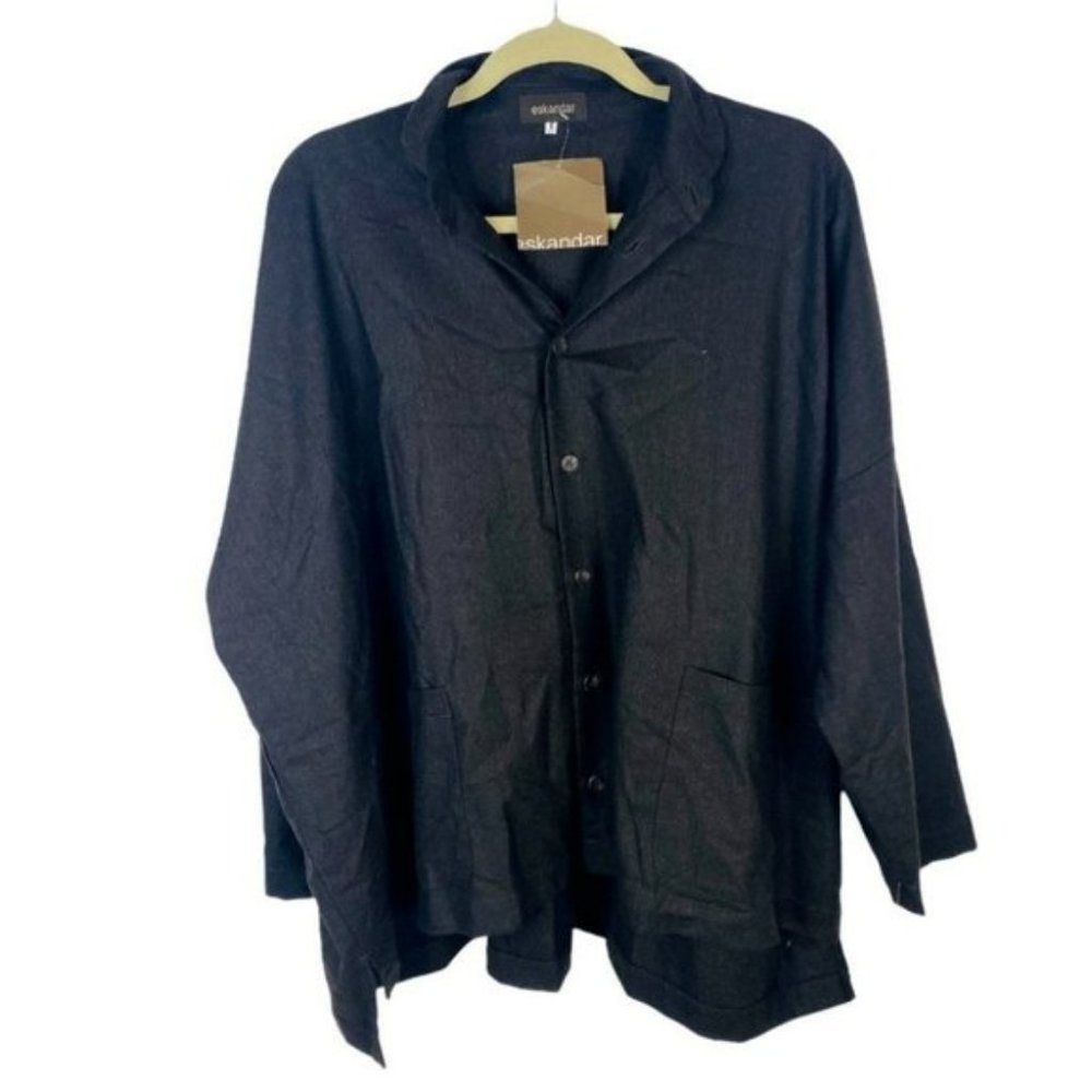 Eskandar BNWT Cashmere Wool Button Oversized Double Stand Jacket Shirt
